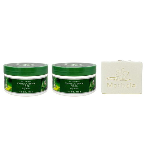 Bath & Body Works Vanilla Bean Noel 2 Pack Body Butter Set with a Natural Oats Bar Soap