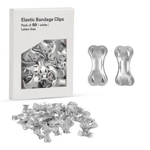 ORIENTOOLS 50-Pack Elastic Bandage Clips, Stretch Bandage Wrap Clips, Durable & Replaceable Metal Clasps for Secure Fastening, Non-Latex, includes Storage Box, Ideal for Medical and Sports Bandages