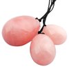 Rockcloud Rose Quartz Set of 3 Drilled Yoni Eggs with String, Massage Stones for Women to Train Pelvic Muscles Kegel Exercise