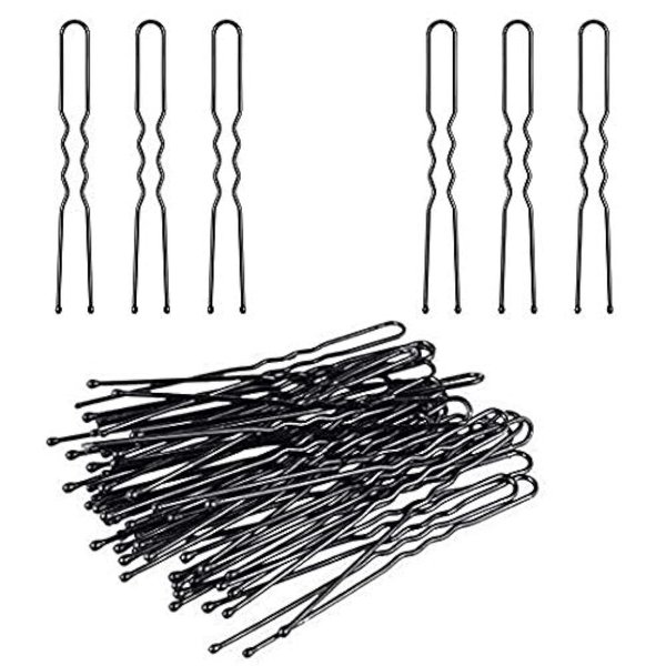 DNHCLL 100PCS Black Metal U-Shape Bobby Pins Curved Bun Hair Clip,Special Hair Pin Of The Studio for Girls Women and Hairdressing Salon,Is Used To Add Coarse Fixed Tool
