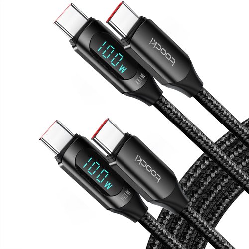 6.6FT USB C to USB C Cable 100W USB C Charge Cable Fast Charging Type C Charge Cable with LED Display, Type C to Type C Cable 480Mbps Nylon Braided Cable for MacBook Pro 13 16 MacBook Air 13 15