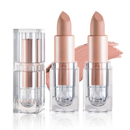 ZHISHUDL 2PCS Nude Matte Lipstick Set Nude Lip Gloss Smooth Velvety Lip Stick Non-Stick Cup Lip Stain Matte Lipstick Makeup Gifts Set for Women - 607 White Peach