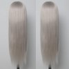 KINCYDU Grey Straight Wigs Long Grey Straight Lace Front Wig for Black Women Glueless Wigs Pre Plucked with Baby Hair 150% Density Synthetic Wig Heat Resistant Fiber Hair for Daily Party (24inches)