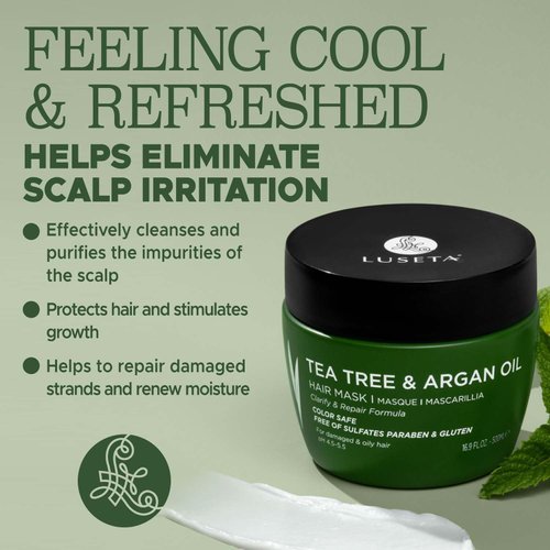 Luseta Tea Tree Oil Hair Mask 16.9 oz Hydrating & Moisturizing Treatment Soothing for Itchy Scalps and Dandruff