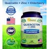 aSquared Nutrition Quercetin 1000mg with Zinc Supplement - 120 Capsules - Quercetin Dihydrate with Black Elderberry & Zinc - Max Strength Powder Complex Pills to Help Improve Immune Response