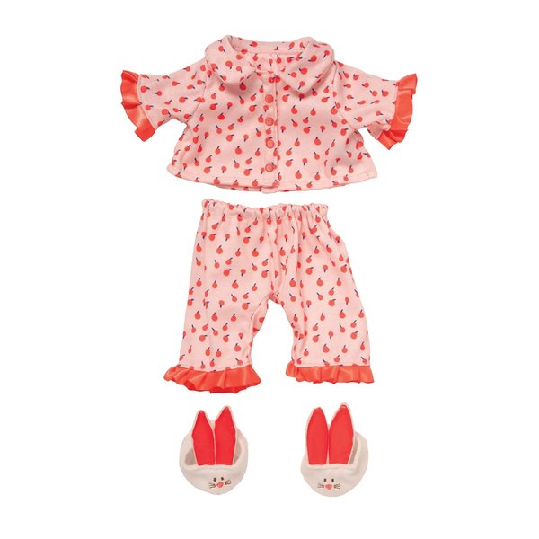 Manhattan Toy Baby Stella 3-Piece Cherry Dream Baby Doll Pajama Set with Slippers for 15-Inch Soft Dolls