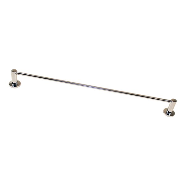 Westbrass 3251AZ-26 24" Single Towel Bar with Cylinder Mount Wall Base, Polished Chrome