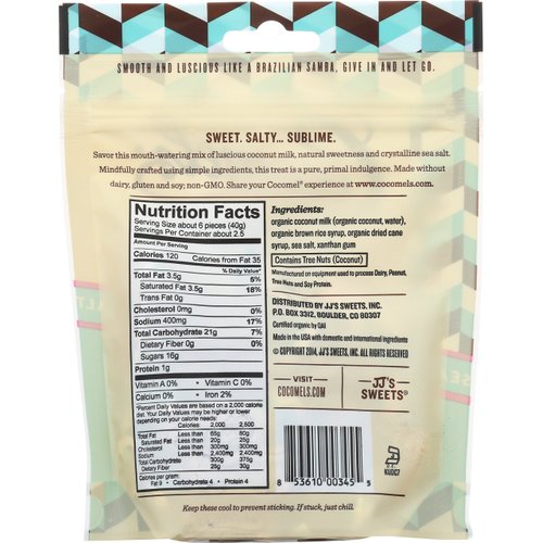 Cocomels Coconut Milk Caramels - Organic, Kosher, NON-GMO, Vegan - Made Without Dairy - Sea Salt 2 Pack