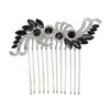 Faship Black Rhinestone Crystal Floral Hair Comb