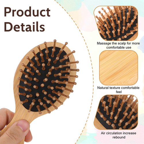 Mini Hair Brush, Portable Bamboo Hair Brush Small Travel Comb Paddle Detangling Hairbrush Scalp Massager Anti-Static Pocket Size Comb Air Cushion Hair Brush for Women Thick Thin Curly Wet Hair