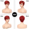 Short Red Wigs for Women Layered Natural Synthetic Heat Resistant Halloween Cosplay Costume Wig with Wig Cap
