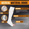 Doc Miller Open Toe Compression Socks, 30-40 mmHg, Toeless, Support Circulation, Shin Splints, Calf Recovery, Varicose Veins, Knee High, Medical Grade, White Socks, Medium Size for Men & Women, Pair