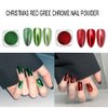 2 Boxes Christmas Red Green Chrome Nail Powder, Mirror Effect Aurora Magic Pearlescent Nail Jewelry Glitter Powder Holographic Pigment Mermaid Pearl Aurora Dust Nail Powder, DIY Nail Art Decorations