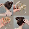 3PCS Pearl Ponytail Hair Accessories Hair Claws Clip French Style Hair Barrette Non Slip Jaw Banana for Women 061