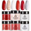 Beetles Christmas Dip Powder Nail Set,6 Colors Red Burgundy Rose Sparkle Milky Snow White Silver Glitter, Dipping Powder Starter Kit French Nail Art Manicure DIY Salon, No Need Nail Lamp Cured