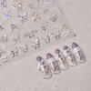 Rhinestone Butterfly Nail Stickers - Diowino Shell Light Purple Butterfly Relief Nail Decals Japanese Style Retro Crystal Rhinestone Butterfly Aurora Nail Art Sticker 5D Back Adhesive Nail Accessories