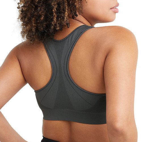 Champion, Infinity Racerback, Moderate Support, Seamless Sports Bra for Women, Asphalt, Medium