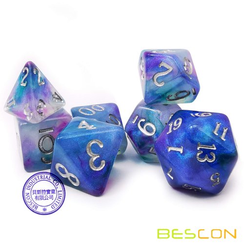 Bescon Magical Stone Dice Set Series, 7pcs Polyhedral RPG Dice Set Dragon Eyes, Polybag Packing
