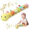 Awotoy Baby Toys 0 to 12 Months, Musical Stuffed Animal Activity Soft Toys with Multi-Sensory Crinkle, Rattle and Textures, Infant Tummy Time Toys for Newborn Boys Girls, Caterpillar, Yellow