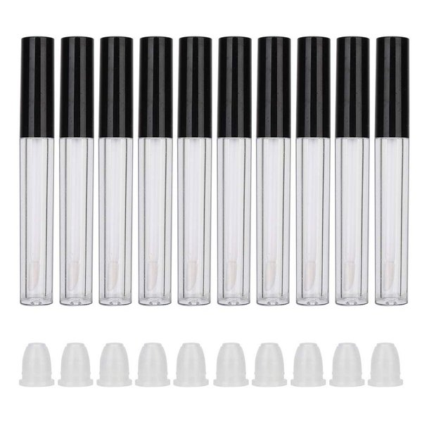 Lipstick Refillable Bottle, 10-pack Small Empty Lip Gloss Tubes 2.5ml Mini Lip Gloss Bottles Empty Lip Gloss Tube Suitable for Lipstick Samples Diy Lip Gloss (black)