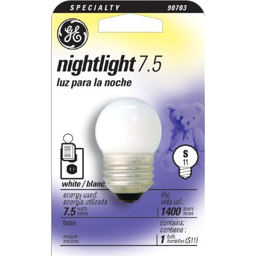 GE Lighting 41267 Nightlight Incandescent Bulb S11 Medium Screw (E26) 120V 7.5W Soft White, 12-Pack, 12 Count (Pack of 1), True