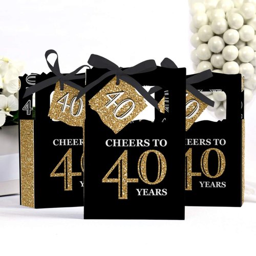 Big Dot of Happiness Adult 40th Birthday - Gold - Birthday Party Favor Boxes - Set of 12