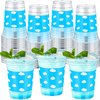 Willinglong 36 Pcs Blue Sky White Clouds Birthday Party Supplies 12 oz Cartoon Story Plastic Thick Clear Cups Disposable Plastic Cups for Birthday Baby Shower Blue Party Decorations
