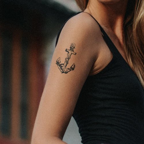 Oottati 2 Sheets Small Cute Temporary Tattoo Stickers Riding Boat Anchor Arm