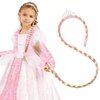 Jaqakid Rapunzel Wig,Princess Dress up Wigs, Princess Rapunzel Long Braided Wig Headbands with Tiara Flowers Adorn for Girls Costume Accessories