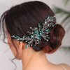 Teyglen Green Crystal Bride Wedding Hair Comb Bridal Crystal Hair Comb Hair Accessories Shiny Rhinestones Bridal Side Hair Combs Dainty Headpieces for Women Bride Girls