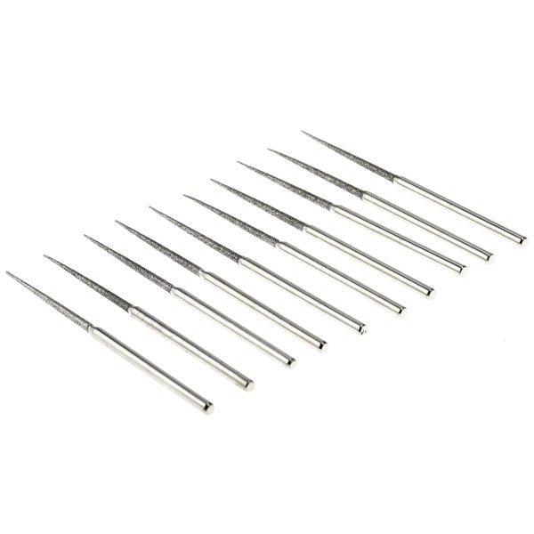 SE 10-Piece Diamond-Coated Tapered Bead Reamer Set - 2-¾ Inch Length, ⅛-Inch Shank, Compatible with Rotary Tools - Ideal for Jewelry Making, Crafts, and More - DF83611