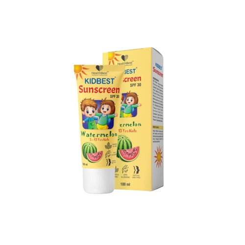 HealthBest Kids Watermelon Cooling Sunscreen SPF-30 Boosts Vitamin D Absorption PA+++ Prevents Tanning Cream for 3-13 Years Kids | Each 100ml (Pack of 1)