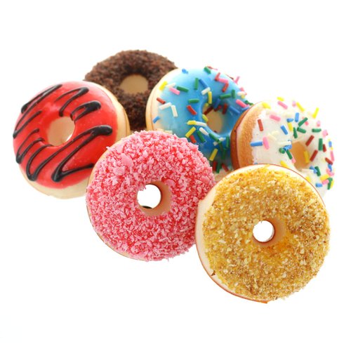GiftExpress 6 pcs Realistic Artificial Toy Donuts, Scented Fake Donuts, Assorted Realistic Doughnuts Toy Cakes Fake Desserts Decoration Toys, Valentine bv Donut Party Decoration, Prop Food