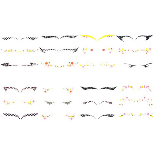 Uranian Eye Makeup Sticker Colorful Eyeliner Stickers Face Stickers for Eyes Cute Temporary Sticker 24 Pairs Eye Tattoo Stickers for Festival Halloween Carnival Face Decoration for Women (SET 3)