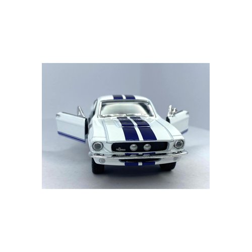 KiNSMART 1967 Ford Shelby Mustang GT500 White 1:38 Scale 5 Inch Die Cast Model Toy Race Car w/Pullback Action