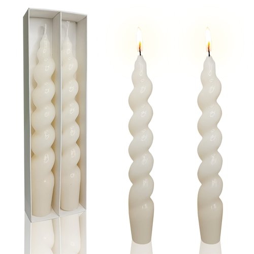Gedengni Spiral Candle White Candlesticks,7 Inch Short Taper Candles Cute Candle Sticks Small Twisted Candlestick for Dinner Holiday Wedding Party Women Gifts,2D-Beige