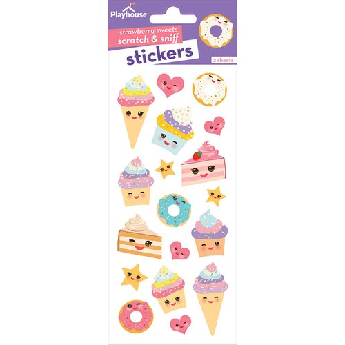 Playhouse Kawaii Kitchen Strawberry Scented Scratch & Sniff Sticker Sheets - 1 Pack