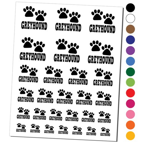 Greyhound Dog Paw Prints Fun Text Temporary Tattoo Water Resistant Fake Body Art Set Collection - Yellow (One Sheet)