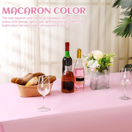 Kinlop 12 Pack Pastel Color Tablecloths Plastic Assorted Color Tablecloth Disposable Rectangle Table Covers for Baby Shower Bridal Wedding Birthday Party Spring Easter and Summer Party Decorations