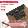 NTYNTY Clip in Hair Extensionss, 4PCS Hair Extensions 14" Short Layered Cut Hair Extensions Invisible Lace Weft Natural Soft Hairpieces for Women - Light Brown with Highlights