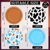 CHUNNIN 48Pcs Western Cowboy Party Paper Plates 7” Toy Blue Brown Cartoon Story Party Supplies Cow Print Disposable Dinner Plate for Western Theme Farm Birthday Baby Shower Farmhouse Party Decorations