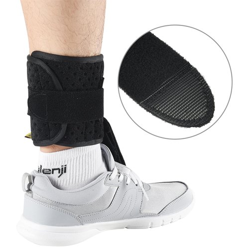 Tenbon Ankle Support Drop Foot Brace Orthosis - Comfort Cushioned Adjustable Wrap Compression For Improved Walking Gait, Prevents Cramps Ankle Sprains (Black)