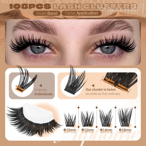 Wispy Lash Clusters 3D Cluster Eyelash Extensions 10-16mm Individual Lashes Extension Natural Look DIY Lashes Clusters Thin Band False Eyelashes Clusters by ALPHONSE