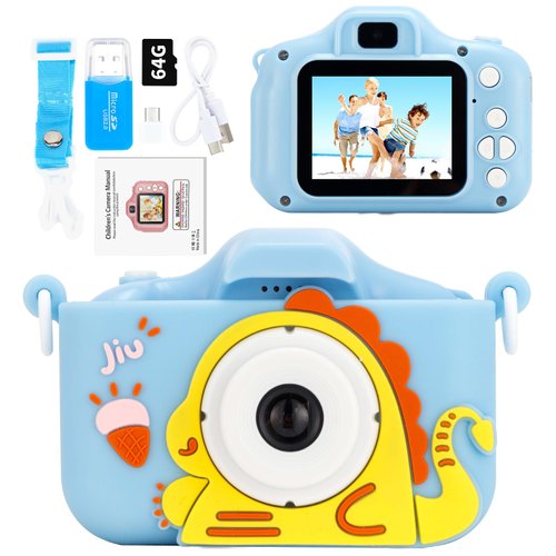 Kids Camera Toys for 3-10 Year Old Girls Boys, Upgrade Kids Selfie Camera, Children Digital Video Camcorder, 64G SD Card Included (Blue)