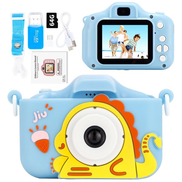 Kids Camera Toys for 3-10 Year Old Girls Boys, Upgrade Kids Selfie Camera, Children Digital Video Camcorder, 64G SD Card Included (Blue)