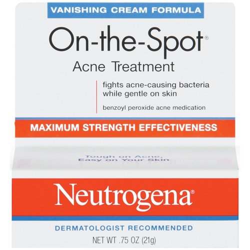Neutrogena On-The-Spot Acne Spot Treatment with 2.5% Benzoyl Peroxide Acne Treatment Medicine to Treat Face Acne, Gentle Benzoyl Peroxide Pimple Gel for Acne Prone Skin,.75 oz (Pack of 2)