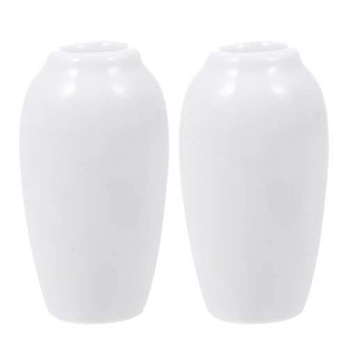 SEWACC 2Pcs Miniature Ceramic Vase Dollhouse Mini Vase Model Furniture DIY Doll House Vase Micro Landscape Fairy Garden Decoration ( White )