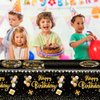 Black and Gold Birthday Decorations Black and Gold Birthday Tableware Set Party Supplies Includes Black Gold Table Cloth Cover Paper Plates Napkins for Birthday Party Decoration Supplies
