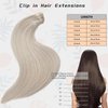 OiMiGO Straight Clip in Hair Extensions Real Human Hair 100% Unprocessed Brazilian Virgin Hair 70g Ice White Clip ins Extensions for Women 5pcs Per Set (12 Inch, ice white)