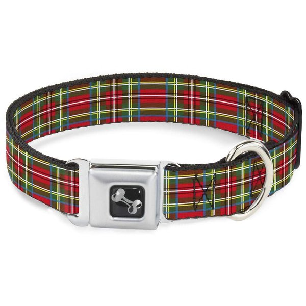 Buckle-Down Seatbelt Buckle Dog Collar - Tartan Plaid Red/Green - 1" Wide - Fits 11-17" Neck - Medium